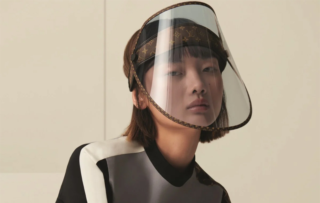 A model wearing Louis Vuitton Face Shield