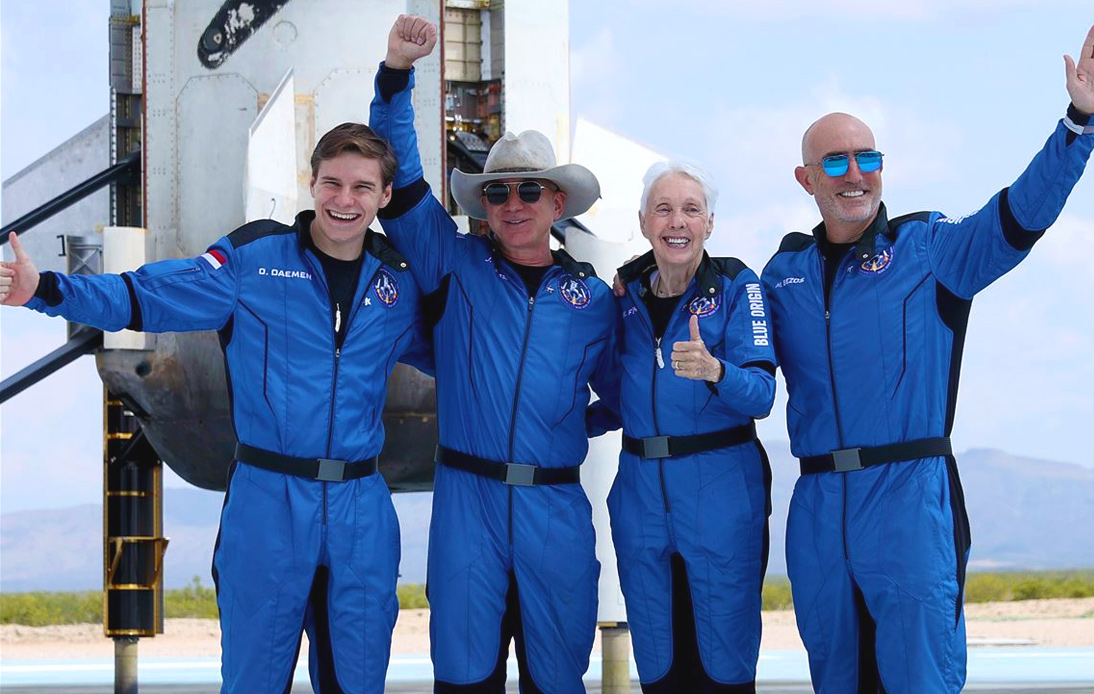 Jeff Bezos Travels to Space Aboard Blue Origin’s Rocket Ship