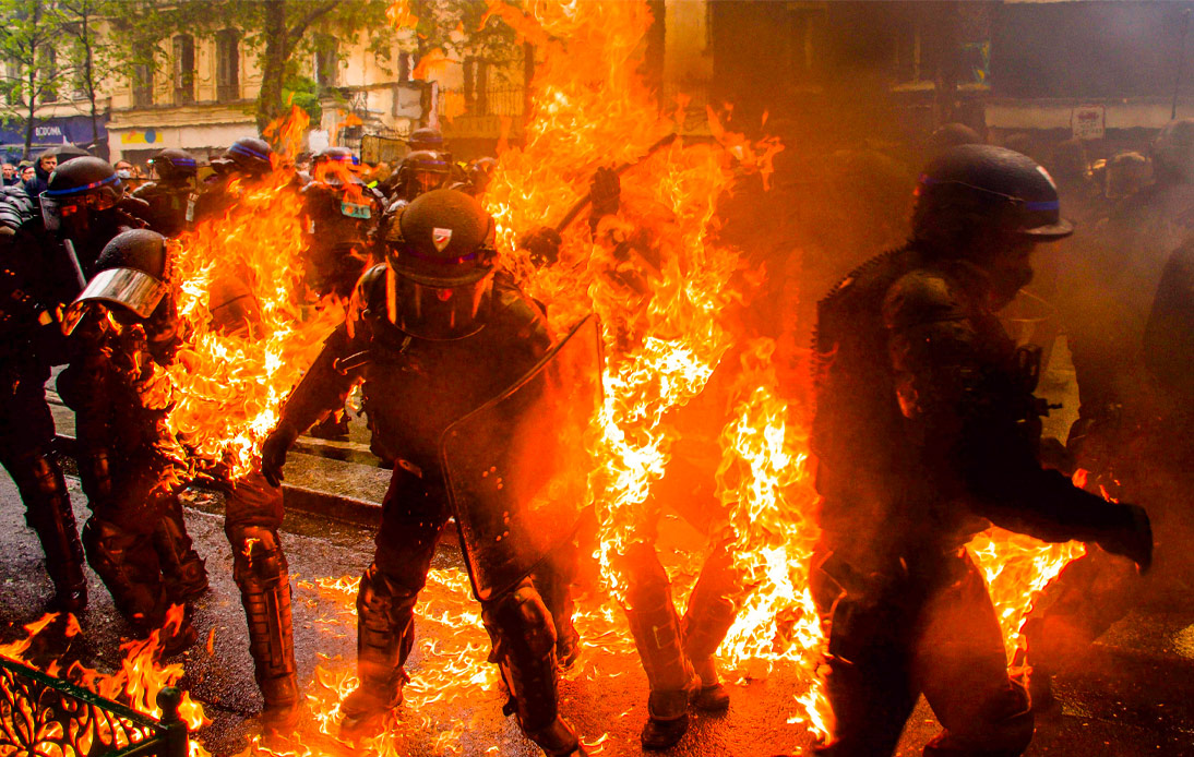 Violent Paris Pension Protests Leave Dozens of Officers Injured