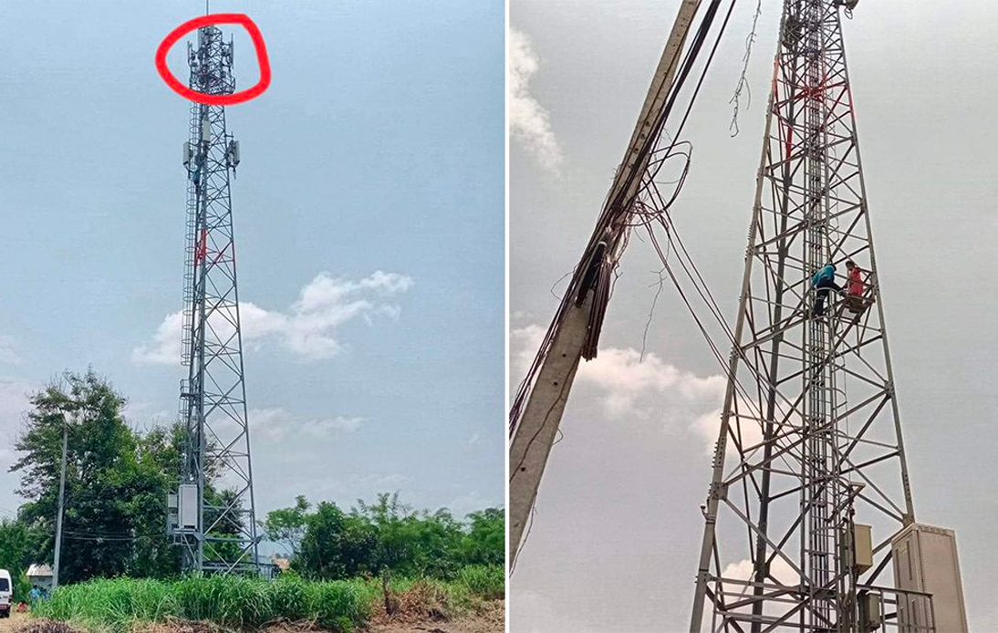 Woman in Chiang Rai Climbs Up Radio Tower To “Enjoy the View”